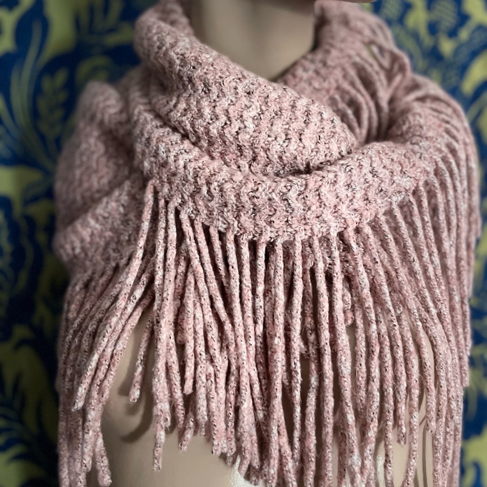 Eyefull pink knit wrap scarf